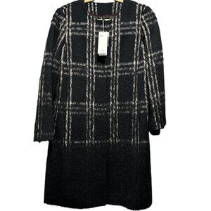 Eileen Fisher NWT Alpaca Shadow Plaid Round Neck Coat, Size XS